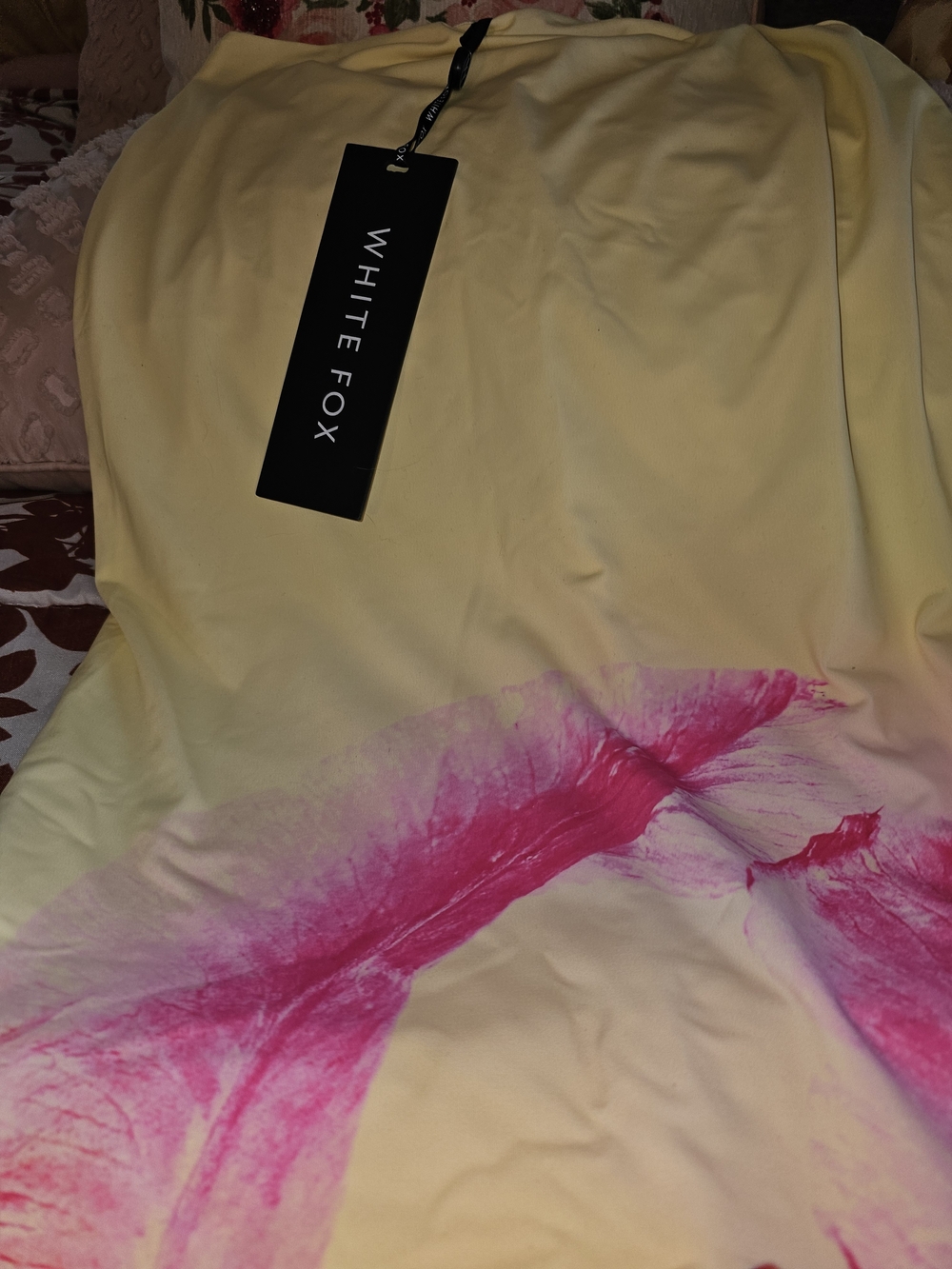 White Fox Boutique Yellow Maxi Dress with Pink Floral Print - Picture 4 of 8